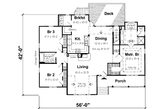 Floor Plan - Main Floor for Traditional House Plan #312-399 - 3 bed, 2 bath