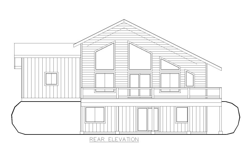 Architectural House Design - Exterior - Rear Elevation for Contemporary House Plan #117-1043 - 3 bed, 2 bath