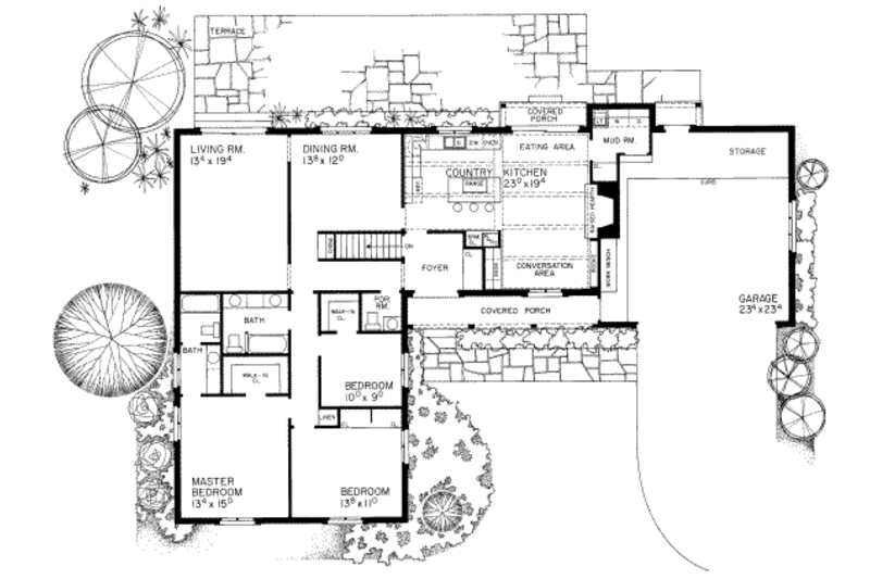 Dream House Plan - Floor Plan - Main Floor for Traditional House Plan #72-445 - 3 bed, 2.5 bath