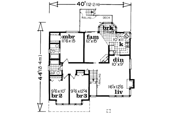 Floor Plan - Upper Floor for Traditional House Plan #47-568 - 3 bed, 2 bath