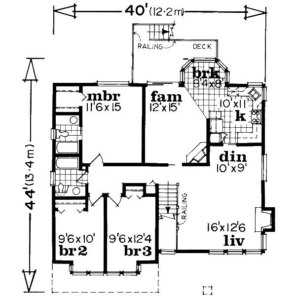 Floor Plan - Upper Floor for Traditional House Plan #47-568 - 3 bed, 2 bath