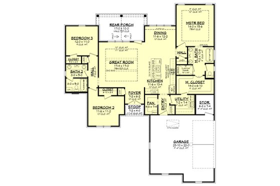 Floor Plan - Main Floor for Traditional House Plan #430-214 - 3 bed, 2 bath