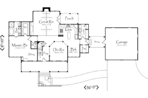 Floor Plan - Main Floor for Country House Plan #71-113 - 3 bed, 2.5 bath