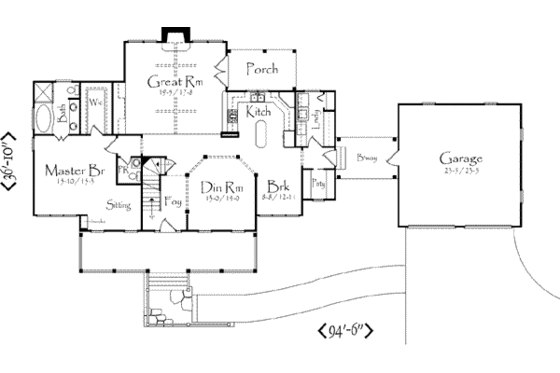 Floor Plan - Main Floor for Country House Plan #71-113 - 3 bed, 2.5 bath