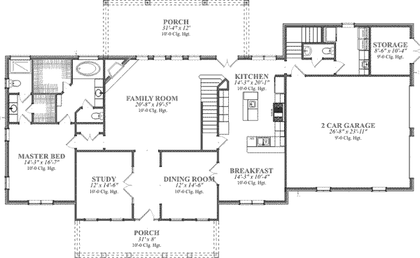 Southern Floor Plan - Main Floor Plan #63-125