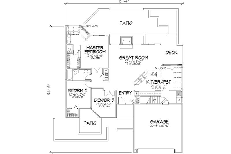 Home Plan - Floor Plan - Main Floor for Ranch House Plan #320-387 - 3 bed, 2 bath