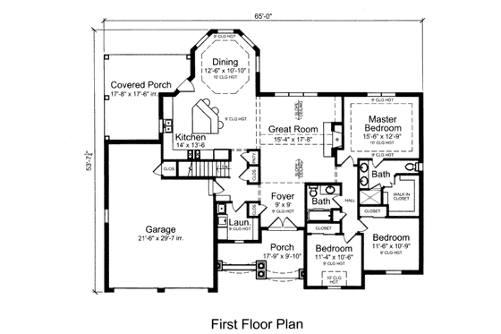 Floor Plan - Main Floor for European House Plan #46-508 - 3 bed, 2 bath