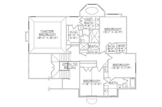 Floor Plan - Upper Floor for European House Plan #5-402 - 6 bed, 5.5 bath
