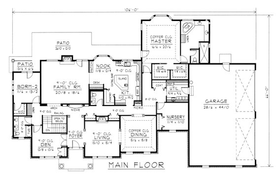 Floor Plan - Main Floor for Southern House Plan #112-166 - 4 bed, 2.5 bath