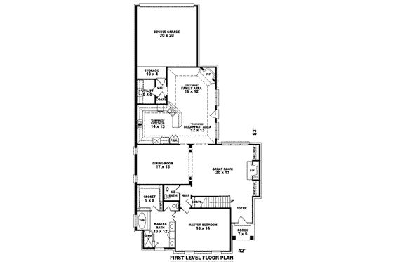 Floor Plan - Main Floor for Colonial House Plan #81-1065 - 3 bed, 2.5 bath