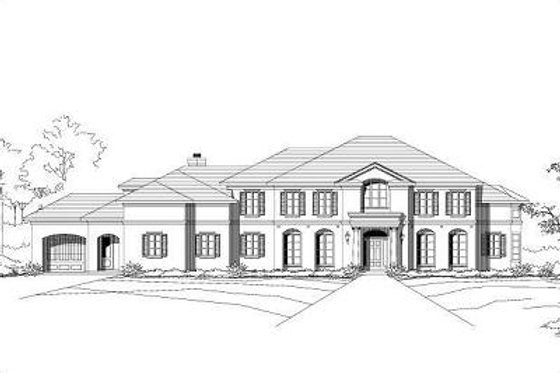 Exterior - Front Elevation for European House Plan #411-293 - 5 bed, 5.5 bath