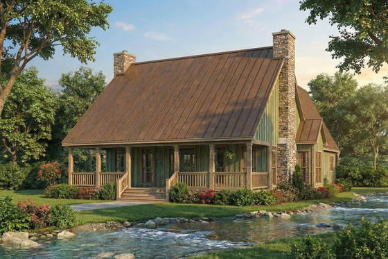 Exterior - Front Elevation 3 for Traditional House Plan #17-223 - 1 bed, 3 bath