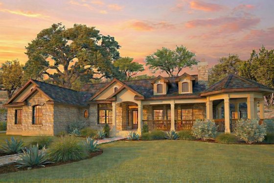 Exterior - Front Elevation 3 for Country House Plan #80-119 - 4 bed, 2.5 bath