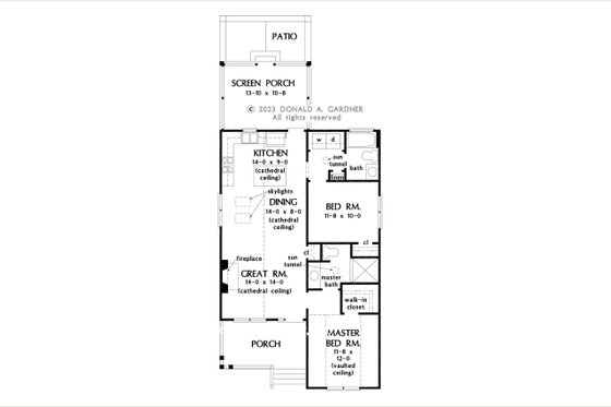 Floor Plan - Main Floor for Farmhouse House Plan #929-1188 - 2 bed, 2 bath