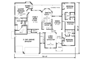 Floor Plan - Main Floor for Traditional House Plan #65-288 - 4 bed, 3 bath