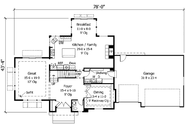 European Floor Plan - Main Floor Plan #51-128