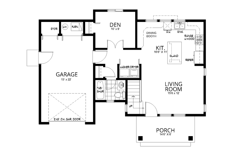 Dream House Plan - Floor Plan - Main Floor for Farmhouse House Plan #112-178 - 3 bed, 2 bath