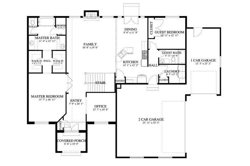 House Design - Floor Plan - Main Floor for Craftsman House Plan #1060-261 - 2 bed, 2 bath