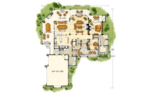 Floor Plan - Main Floor for Log House Plan #942-43 - 3 bed, 3.5 bath