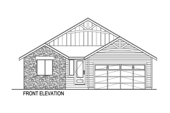 Exterior - Front Elevation 3 for Ranch House Plan #569-70 - 3 bed, 2 bath