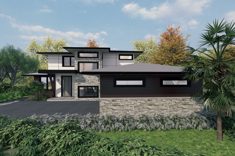 House Design - Exterior - Front Elevation 5 for Contemporary House Plan #1101-6 - 3 bed, 3.5 bath