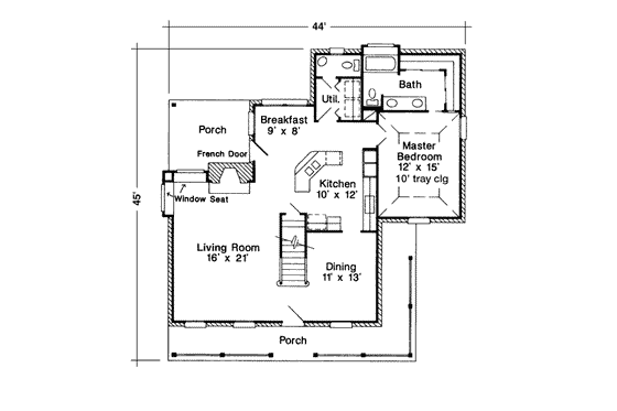 Floor Plan - Main Floor for Southern House Plan #410-192 - 3 bed, 2.5 bath