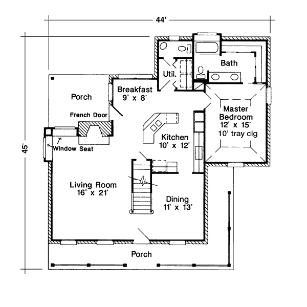 Architectural House Design - Southern Floor Plan - Main Floor Plan #410-192