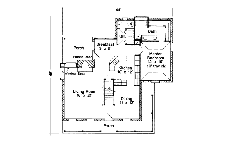 Dream House Plan - Floor Plan - Main Floor for Southern House Plan #410-192 - 3 bed, 2.5 bath