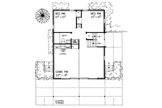 Floor Plan - Lower Floor for Modern House Plan #72-350 - 4 bed, 2 bath