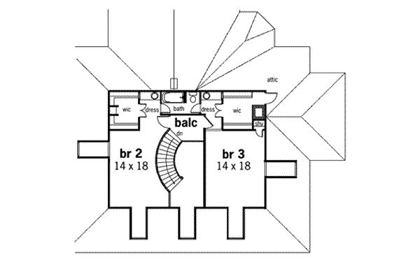 Home Plan - Southern Floor Plan - Upper Floor Plan #45-170