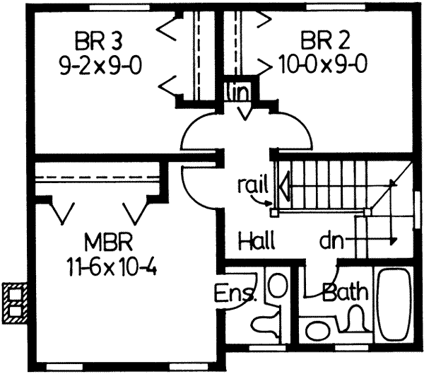 Colonial Floor Plan - Upper Floor Plan #126-116