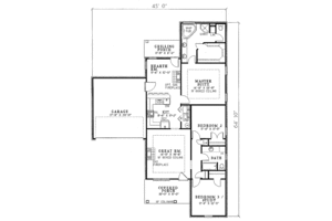 Floor Plan - Main Floor for Traditional House Plan #17-196 - 3 bed, 2 bath