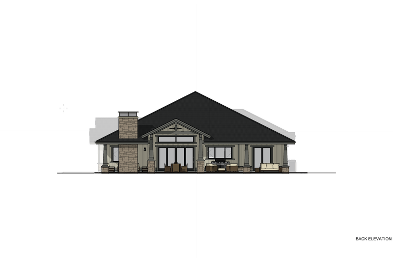 Architectural House Design - Exterior - Rear Elevation 1 for Ranch House Plan #1069-47 - 3 bed, 3.5 bath