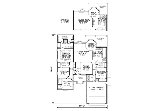 Floor Plan - Main Floor for Traditional House Plan #65-319 - 4 bed, 3 bath
