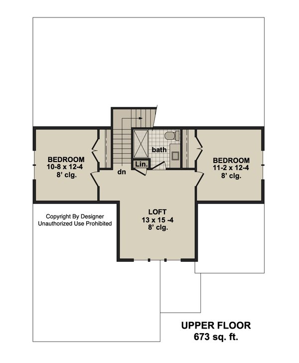 Architectural House Design - Floor Plan - Upper Floor for Farmhouse House Plan #51-1536 - 3 bed, 2.5 bath