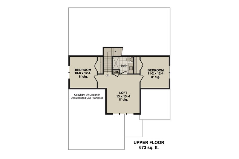 Architectural House Design - Floor Plan - Upper Floor for Farmhouse House Plan #51-1536 - 3 bed, 2.5 bath