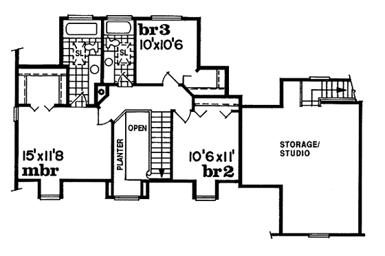 Floor Plan - Upper Floor for Traditional House Plan #47-262 - 3 bed, 2.5 bath