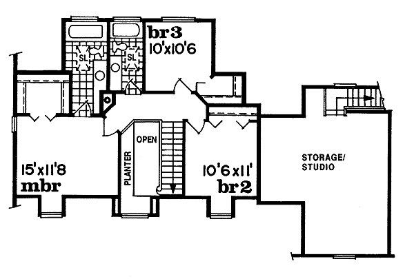 Traditional Floor Plan - Upper Floor Plan #47-262