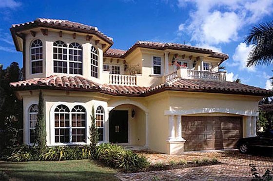 Exterior - Front Elevation for Mediterranean House Plan #420-301 - 5 bed, 4.5 bath