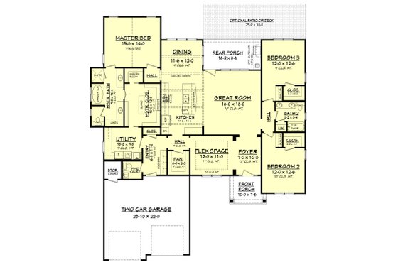 Floor Plan - Main Floor for Craftsman House Plan #430-159 - 3 bed, 2.5 bath