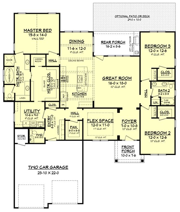 Architectural House Design - Craftsman Floor Plan - Main Floor Plan #430-159