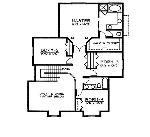 Colonial Floor Plan - Upper Floor Plan #97-223