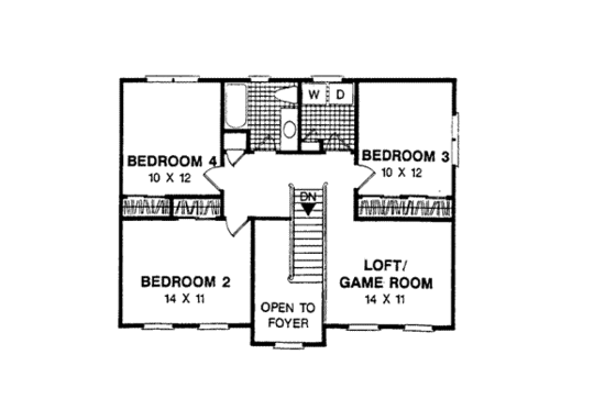 Floor Plan - Upper Floor for Colonial House Plan #56-162 - 4 bed, 2.5 bath