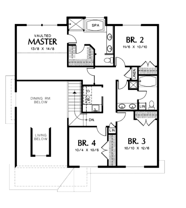 Dream House Plan - Craftsman Floor Plan - Upper Floor Plan #48-387