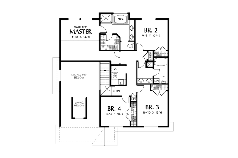 Home Plan - Floor Plan - Upper Floor for Craftsman House Plan #48-387 - 4 bed, 2.5 bath