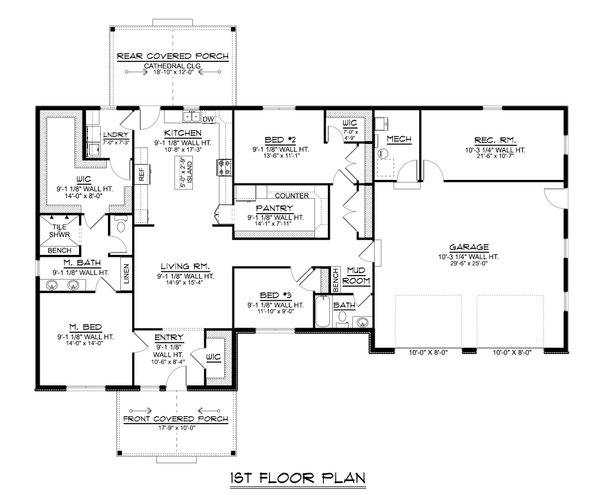 Craftsman Floor Plan - Main Floor Plan #1064-335