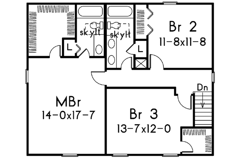 Home Plan - Floor Plan - Upper Floor for Country House Plan #57-109 - 3 bed, 2.5 bath