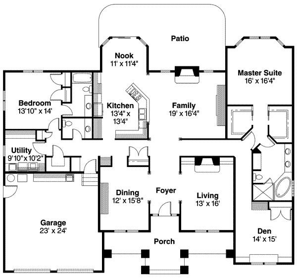Architectural House Design - Craftsman Floor Plan - Main Floor Plan #124-551