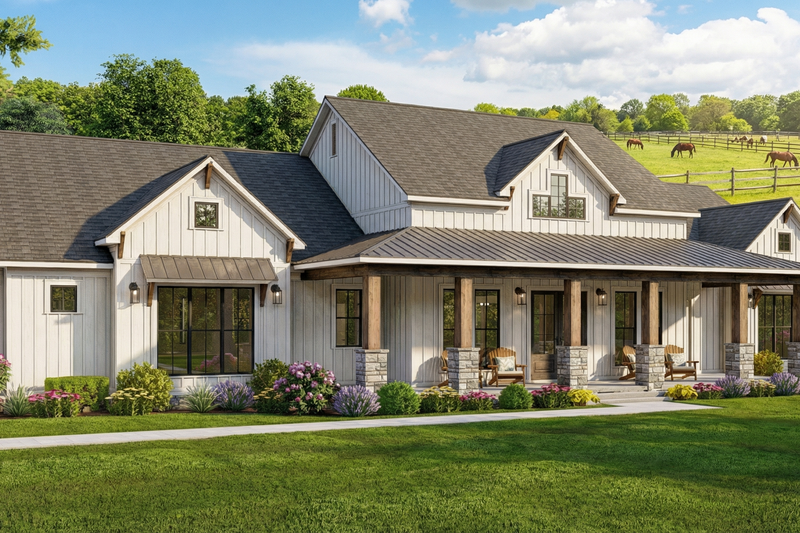 Architectural House Design - Exterior - Other Elevation 1 for Farmhouse House Plan #923-460 - 3 bed, 3.5 bath