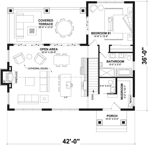 Dream House Plan - Floor Plan - Main Floor for Modern House Plan #23-2911 - 4 bed, 2.5 bath
